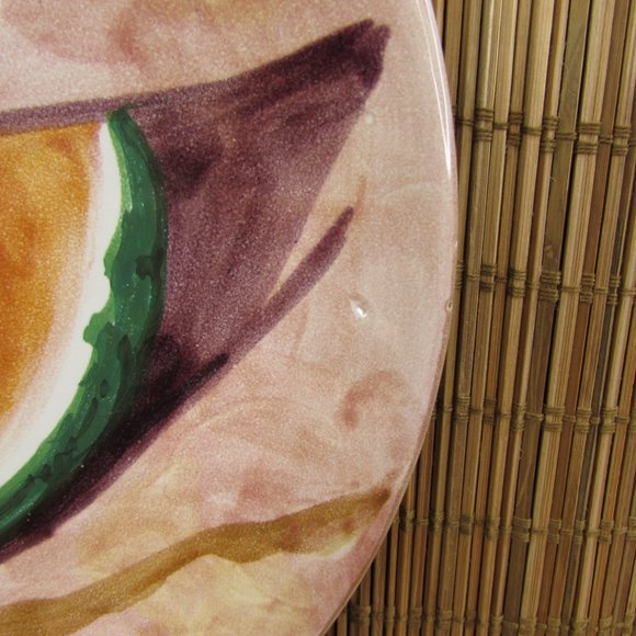 Peasant Village Italian Pottery Hand Painted Fruit Cantaloupe 8.25" Salad Plate - Picture 5 of 11
